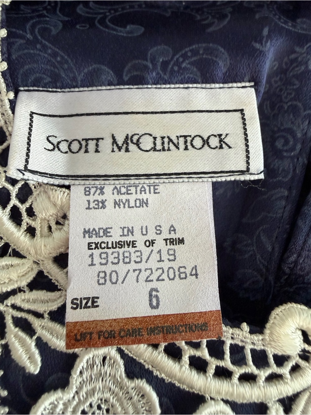 Vintage Scott McClintock Navy Lace Pleated Midi Dress Cottagecore Victorian - Picture 6 of 7